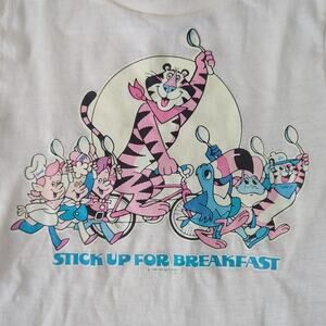 Kellogg's "Stick Up For Breakfast"Vintage 1980 Kids T-Shirt Cereal Box Prize 10